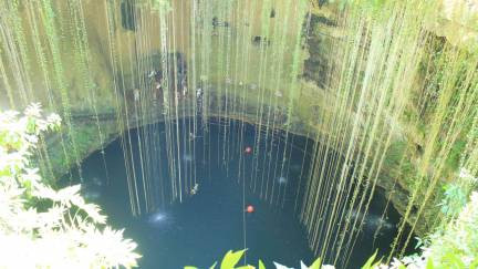 Aerial view of a sunken cenote