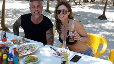 Couple having a traditional Mexican lunch